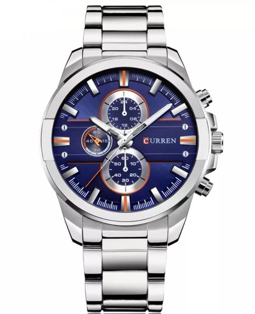 Montre Curren argent fond bleu