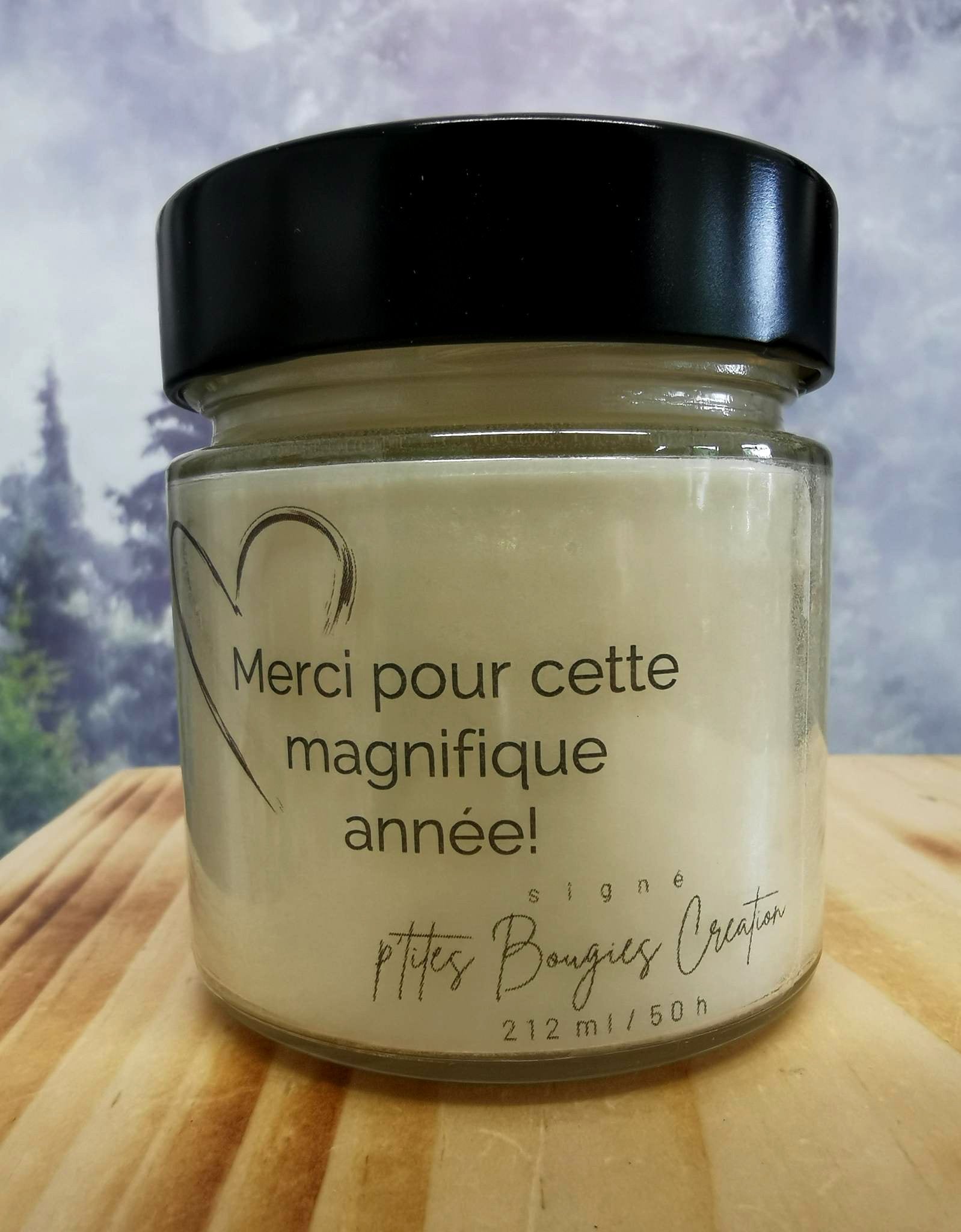 Bougie Merci pour cette Magnifique Année! - P'tites Bougies Création