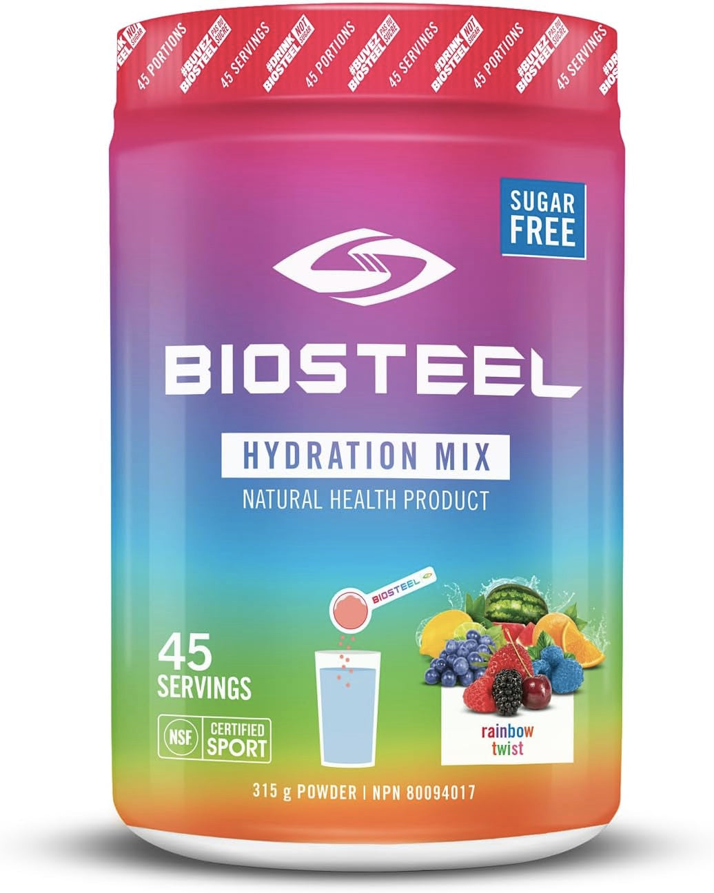 Electrolytes - Mélange d'hydratation - Arc-en-ciel - Biosteel - 315g (45 portions)