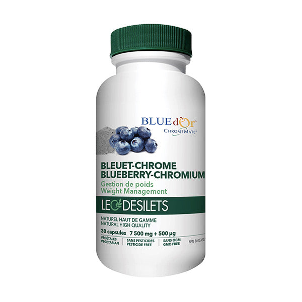 Bleuet-Chrome 7500mg + 500ug - Léo Désilets - 30 capsules