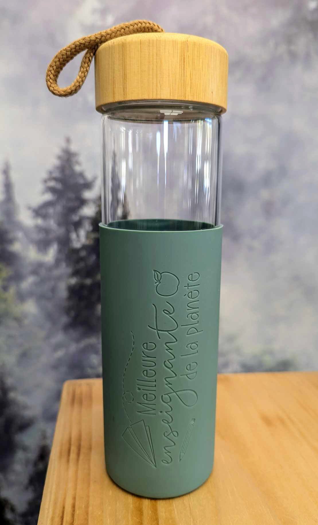 Cadeau pour enseignante - Bouteille en verre 20 oz. - Turquoise