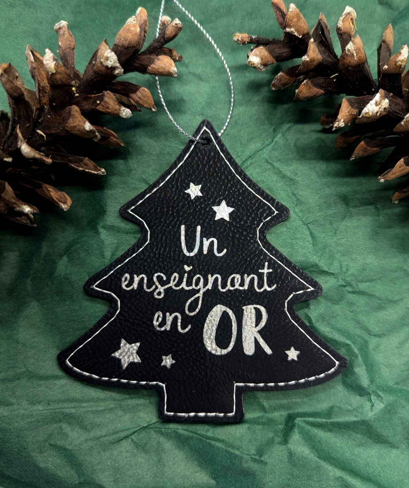 Ornement sapin de Noël - Cadeau pour enseignant (prof) - Noir