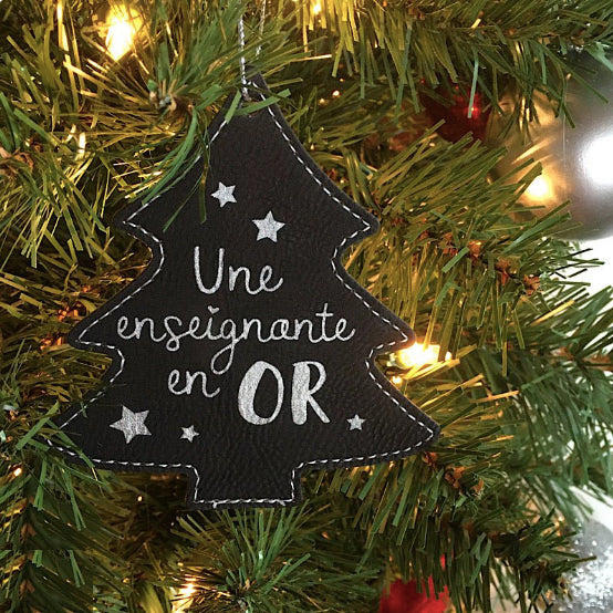 Ornement sapin de Noël - Cadeau pour enseignante - Noir