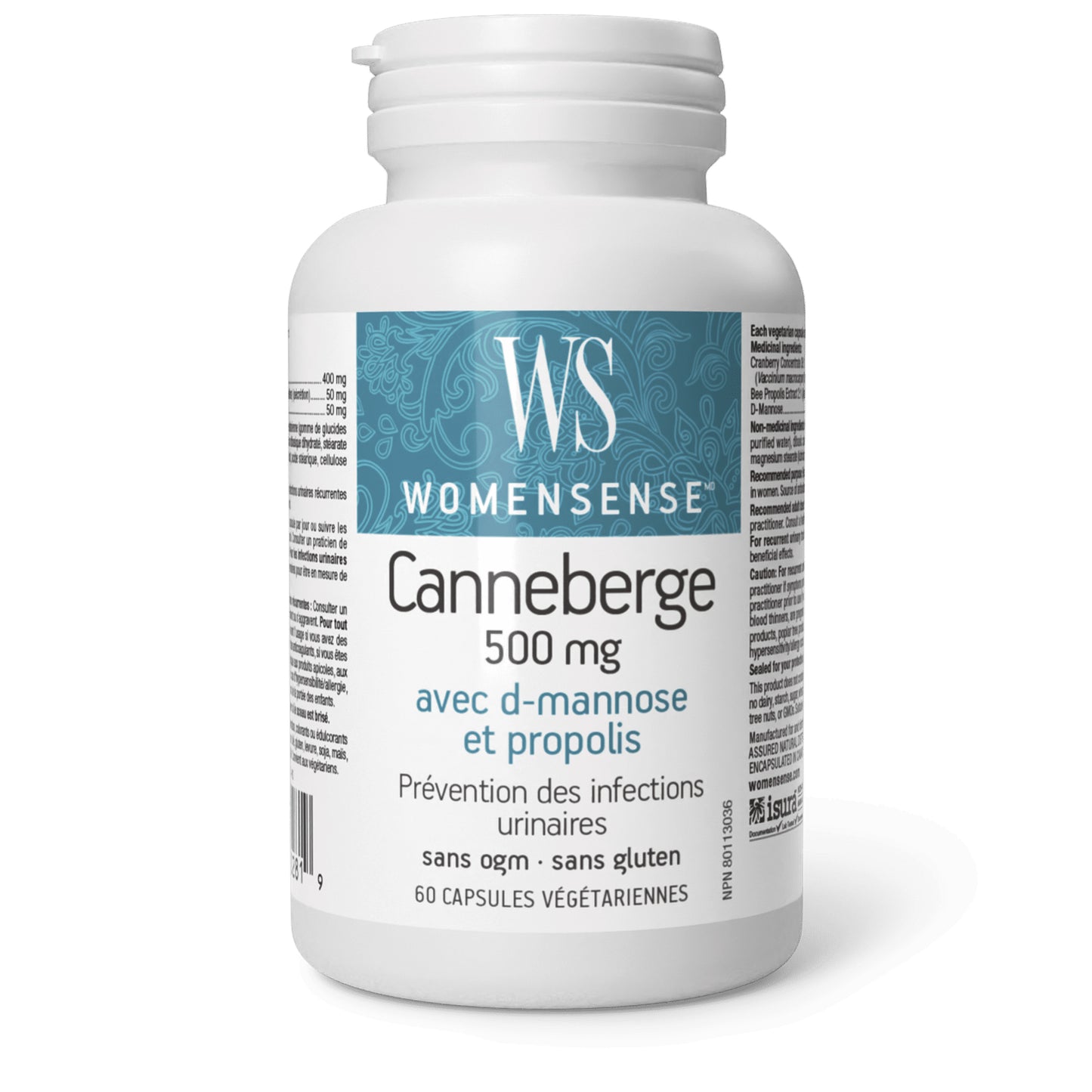 Canneberge 500mg avec D-Mannose et Propolis - Prévention des infections urinaires - Womensense - 60 capsules