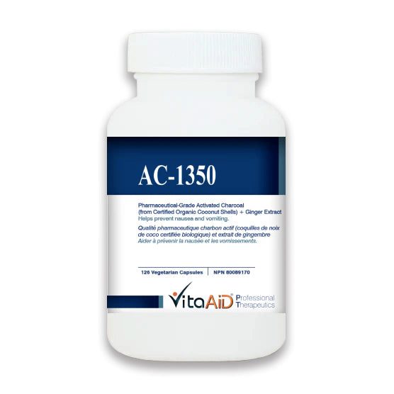 AC-1350 - Charbon actif de qualité pharmaceutique (noix de coco)(Nausées, vomissements) - Vita Aid - 126 capsules