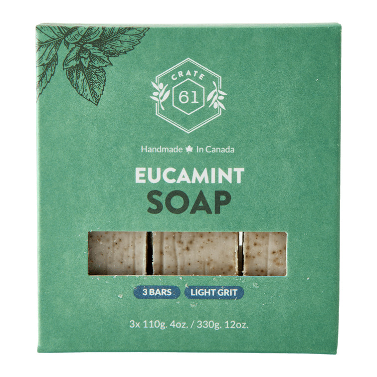 Savon naturel vegan - Eucalyptus et menthe - Crate 61 - Lot de 3 barres de 110g