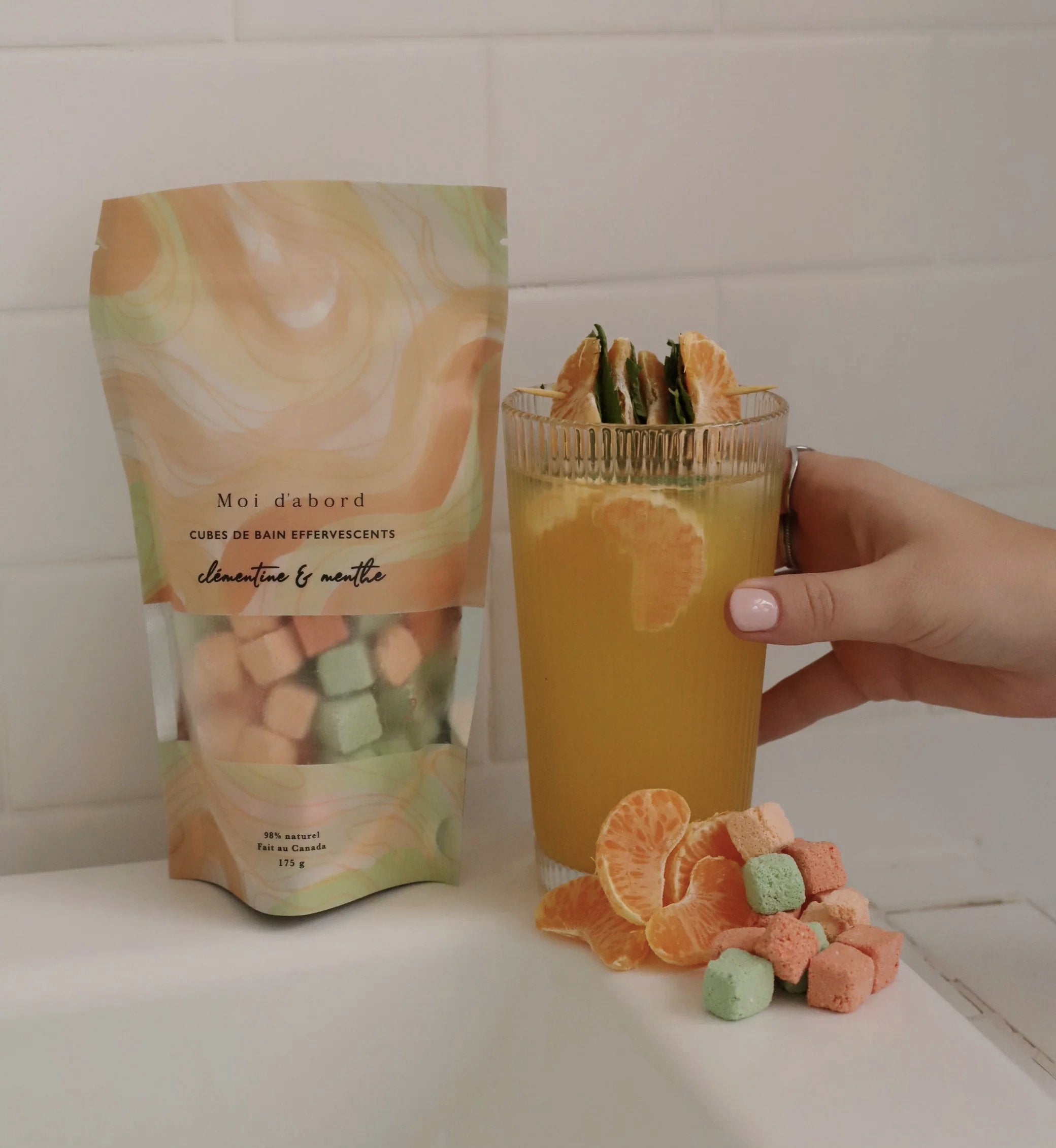 Cubes de bain effervescents - Clémentine & Menthe - Moi D'abord