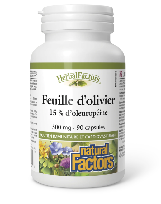 Feuilles d'olivier - Natural Factors- 500mg - 90 capsules