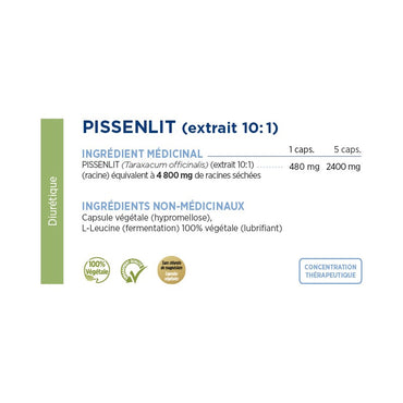 Extrait de pissenlit (extrait racine 10:1) - 480mg - Gammaforce - 60 capsules