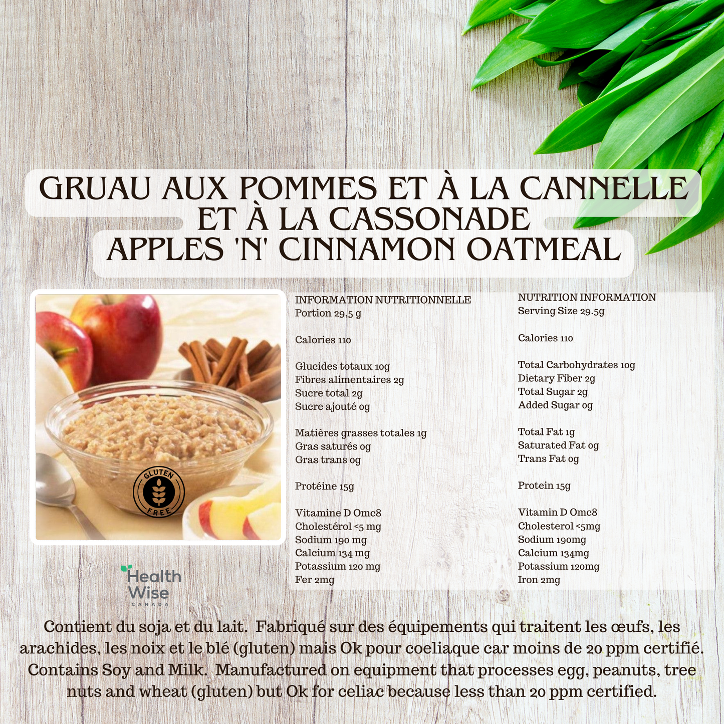 Gruau protéiné pommes et cannelle - Health Wise