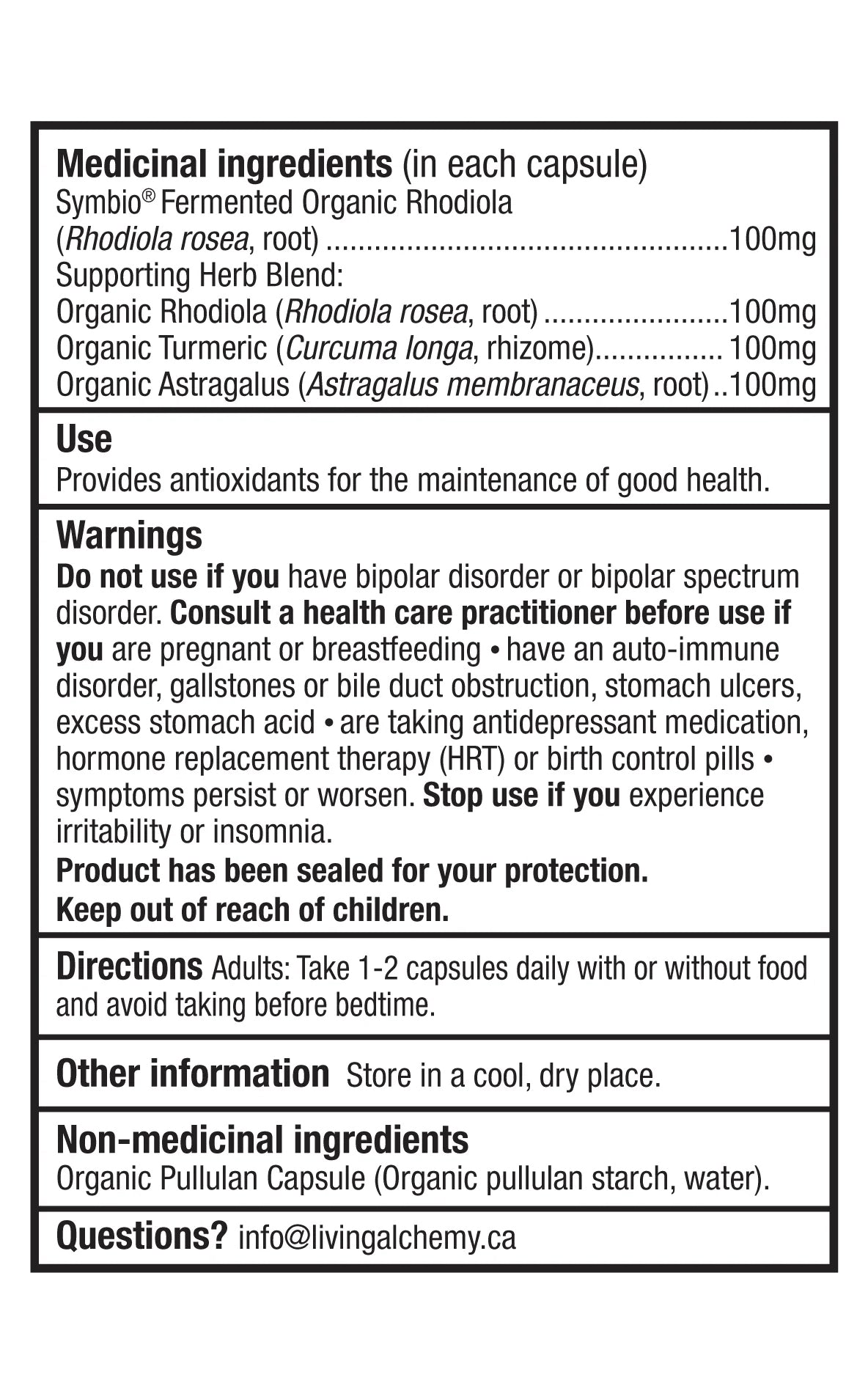 Rhodiola - Soutien à l'endurance et à l'énergie - Living Alchemy - 60 capsules