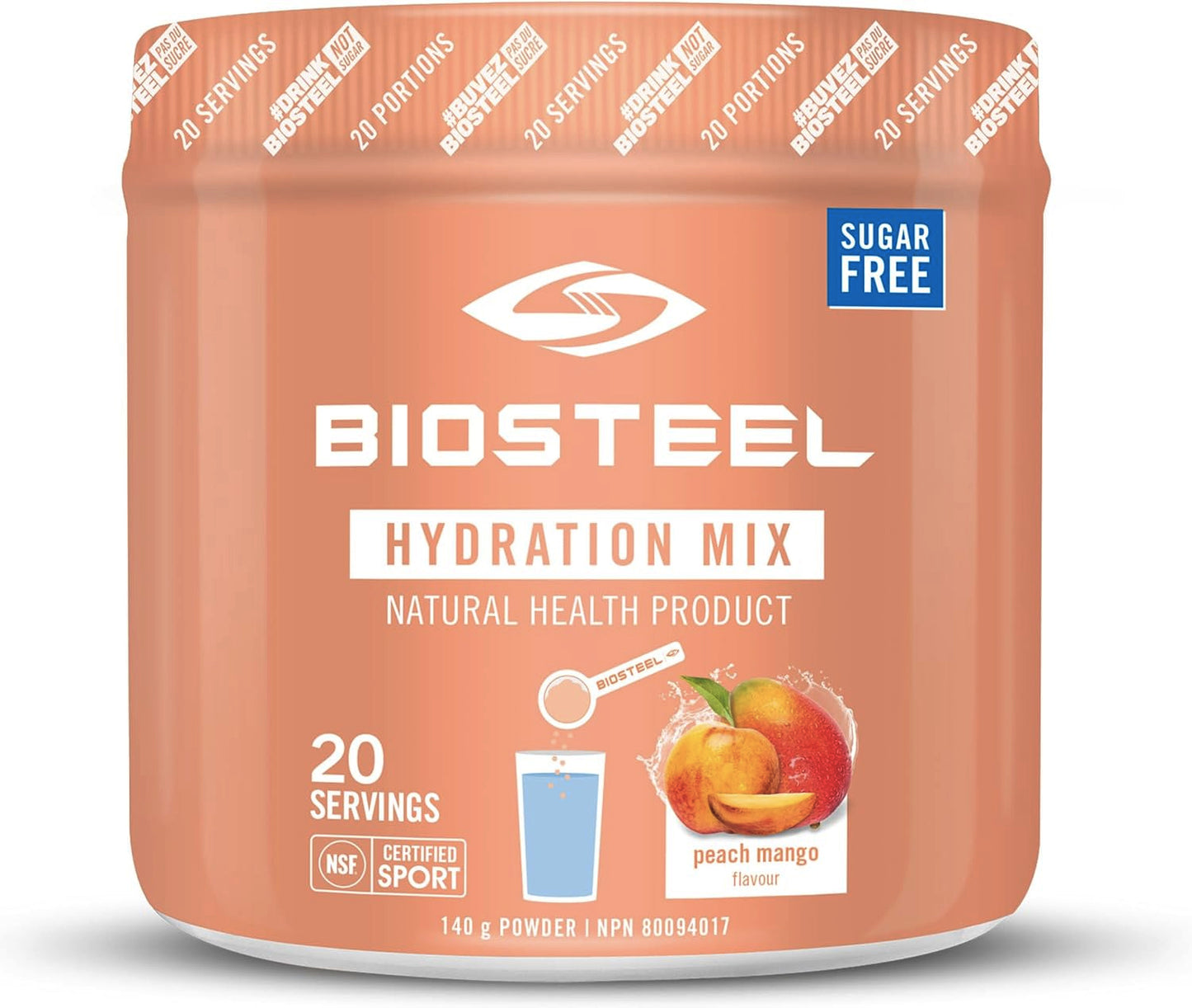 Electrolytes - Mélange d'hydratation - Pêche/Mangue - Biosteel - 140g (20 portions)