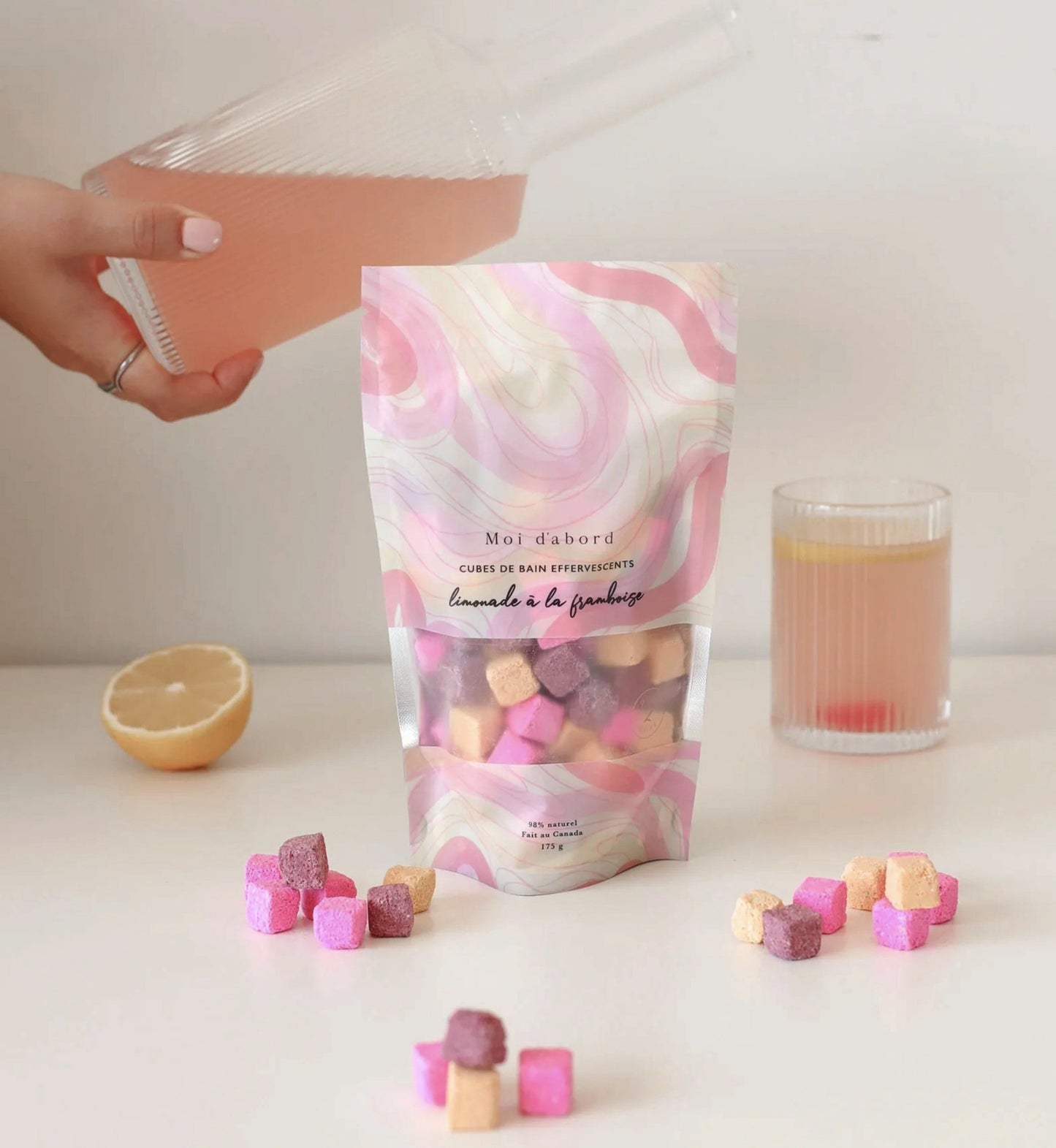 Cubes de bain effervescents - Limonade à la framboise - Moi D'abord