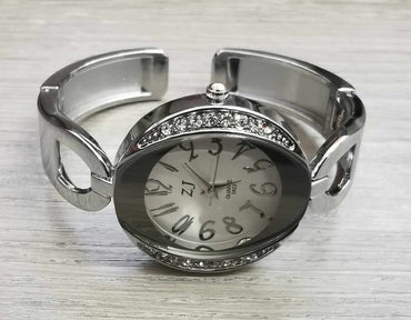 Montre bangle femme argent bling