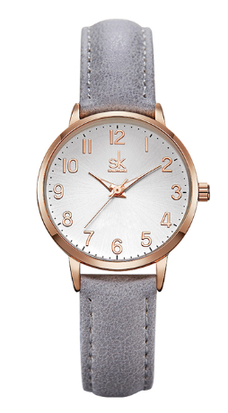 Montre femme Shengke cuir gris