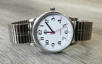 Montre extensible pour hommes argent fond blanc