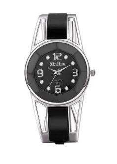 Montre bangle pour femmes Noir et argent