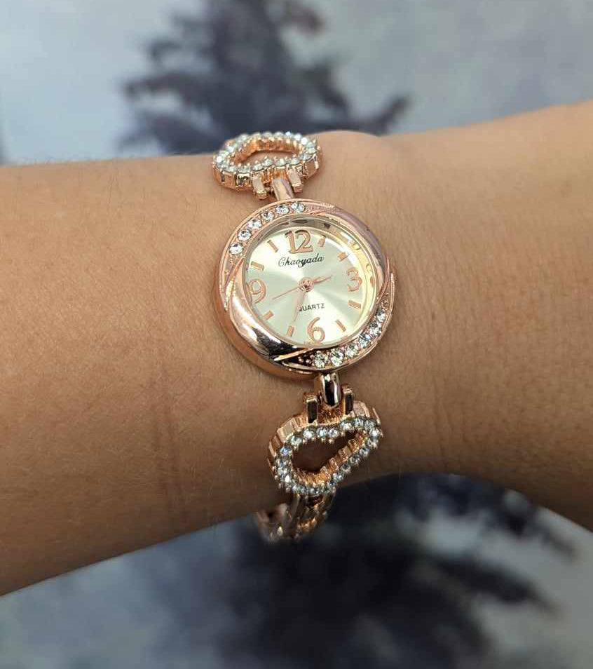 Montre femme coeurs or rose