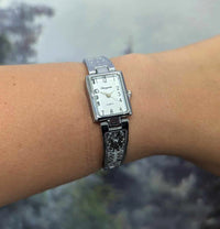 Montre pour femmes Chaoyada rectangle vieillot argent