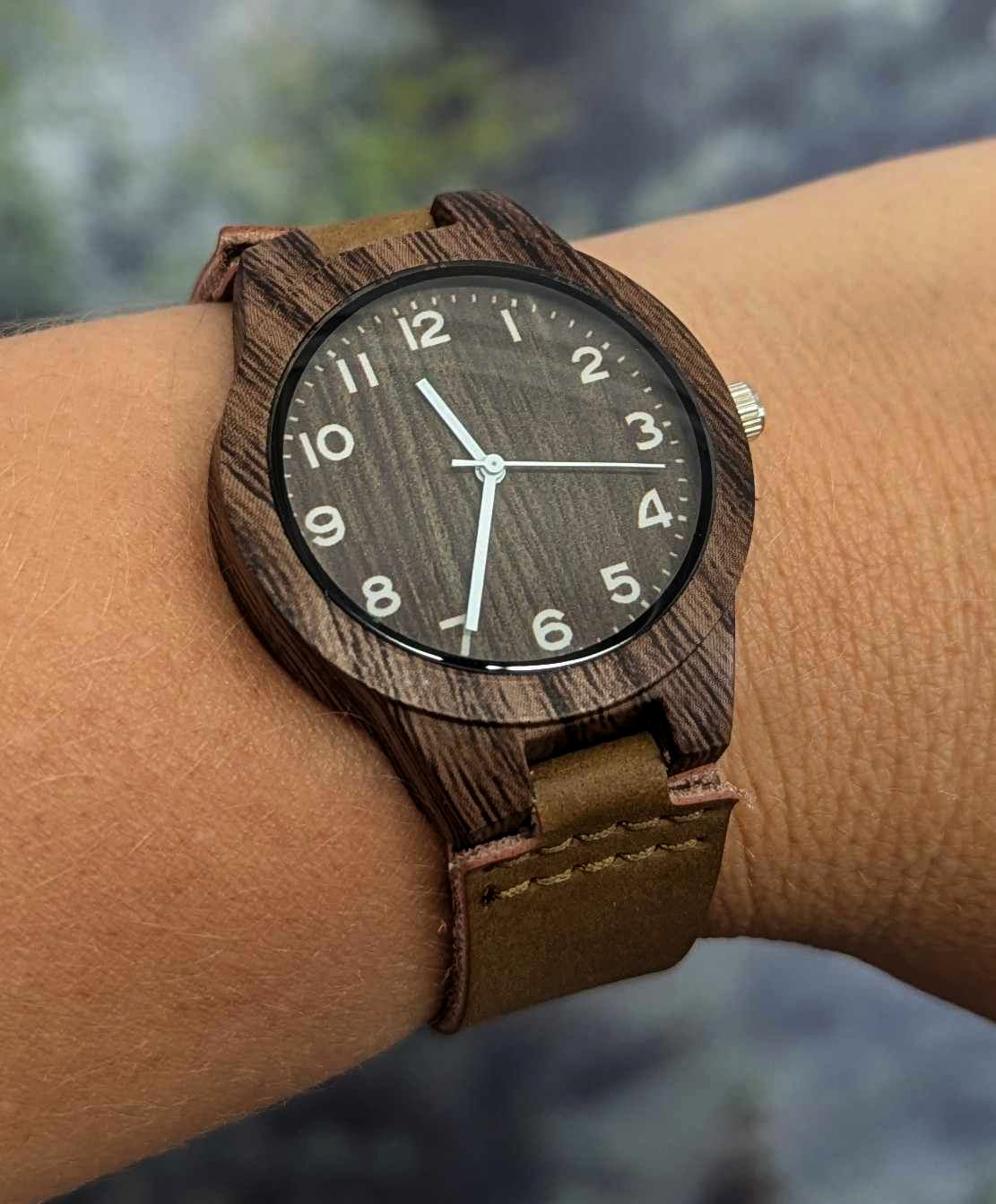 Montre unisexe avec bracelet de bois - Simili-bois