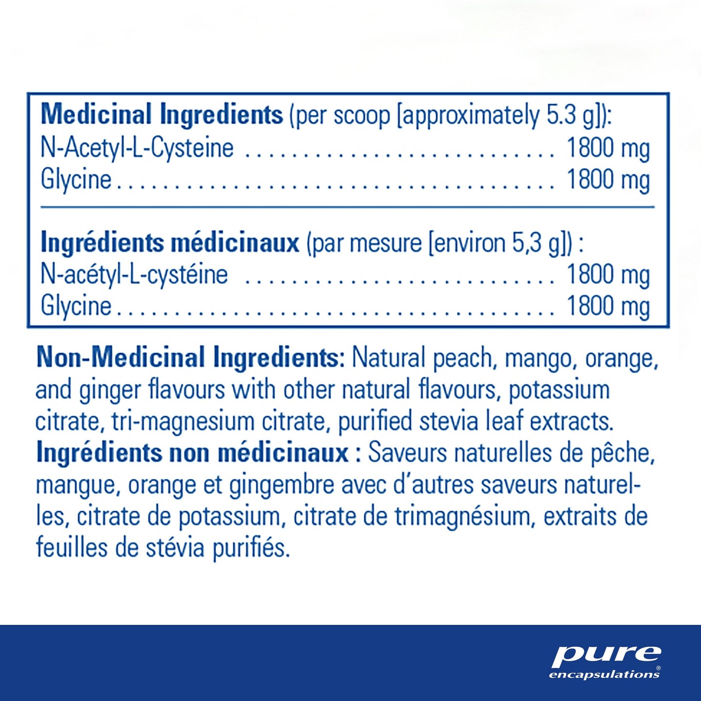 Poudre de NAC + Glycine - Pure Encapsulations - 159g