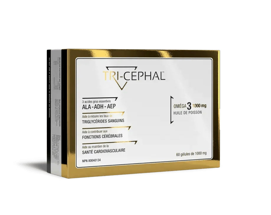 Tri-Céphal - Omégas-3 (ALA, DHA, AEP) - Bio-Actif - 60 gélules de 1000mg