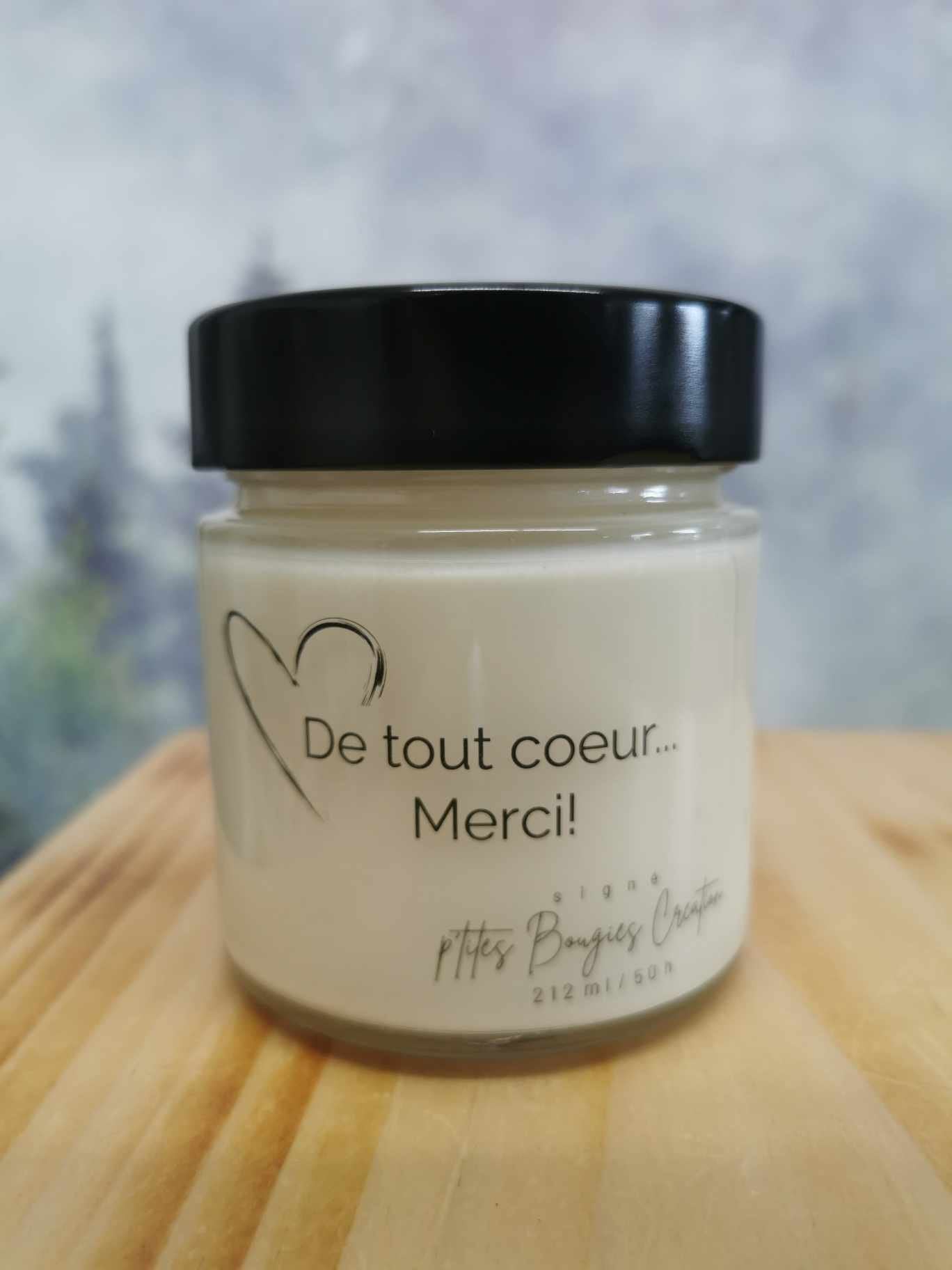 Bougie de soya - De tout coeur...Merci! - P'tites Bougies Création