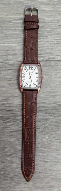 Montre unisexe rectangle - Cuivré et brun