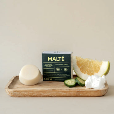 Revitalisant unisexe naturel en barre - Hydratant et Démêlant - Concombre & Pomelo - Mouvement Malté - 50g