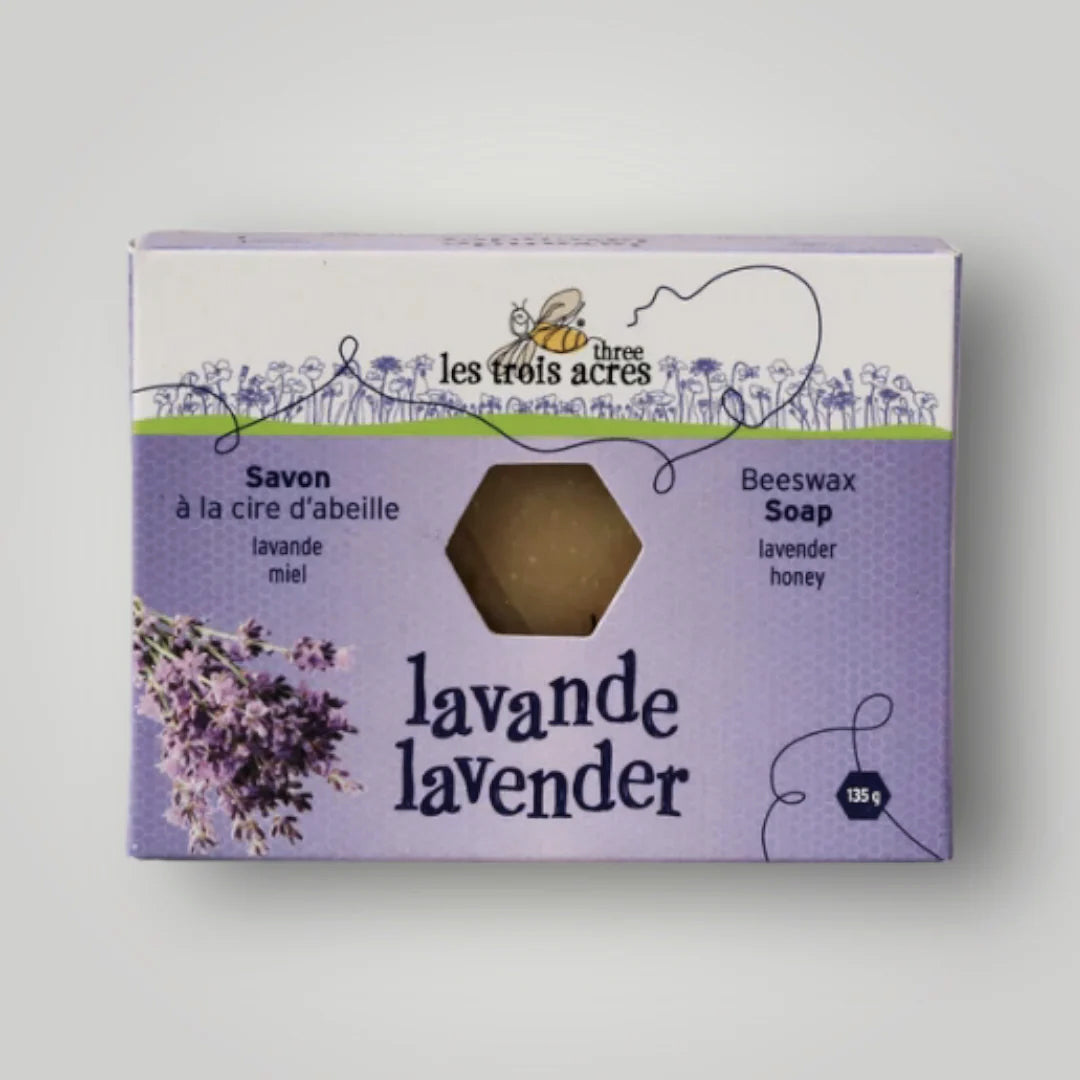 Savon à la cire d'abeille - Lavande et Miel - Les Trois Acres