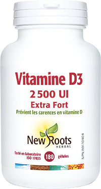 Vitamine D3 2500 UI Extra Fort - New Roots - 180 gélules