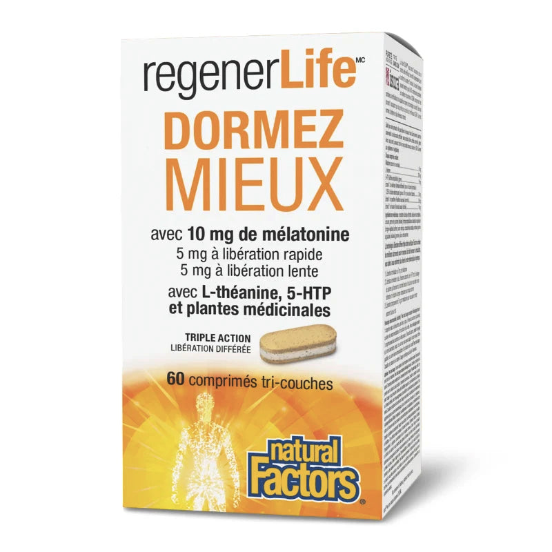 Regenerlife - Dormez Mieux - Natural Factors - 60 comprimés tri-couches